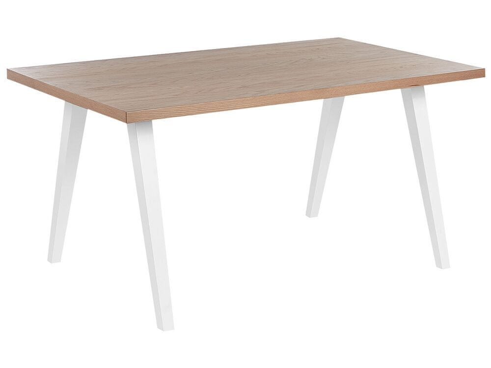 Beliani Jedálenský stôl 150 x 90 cm svetlé drevo/biela LENISTER